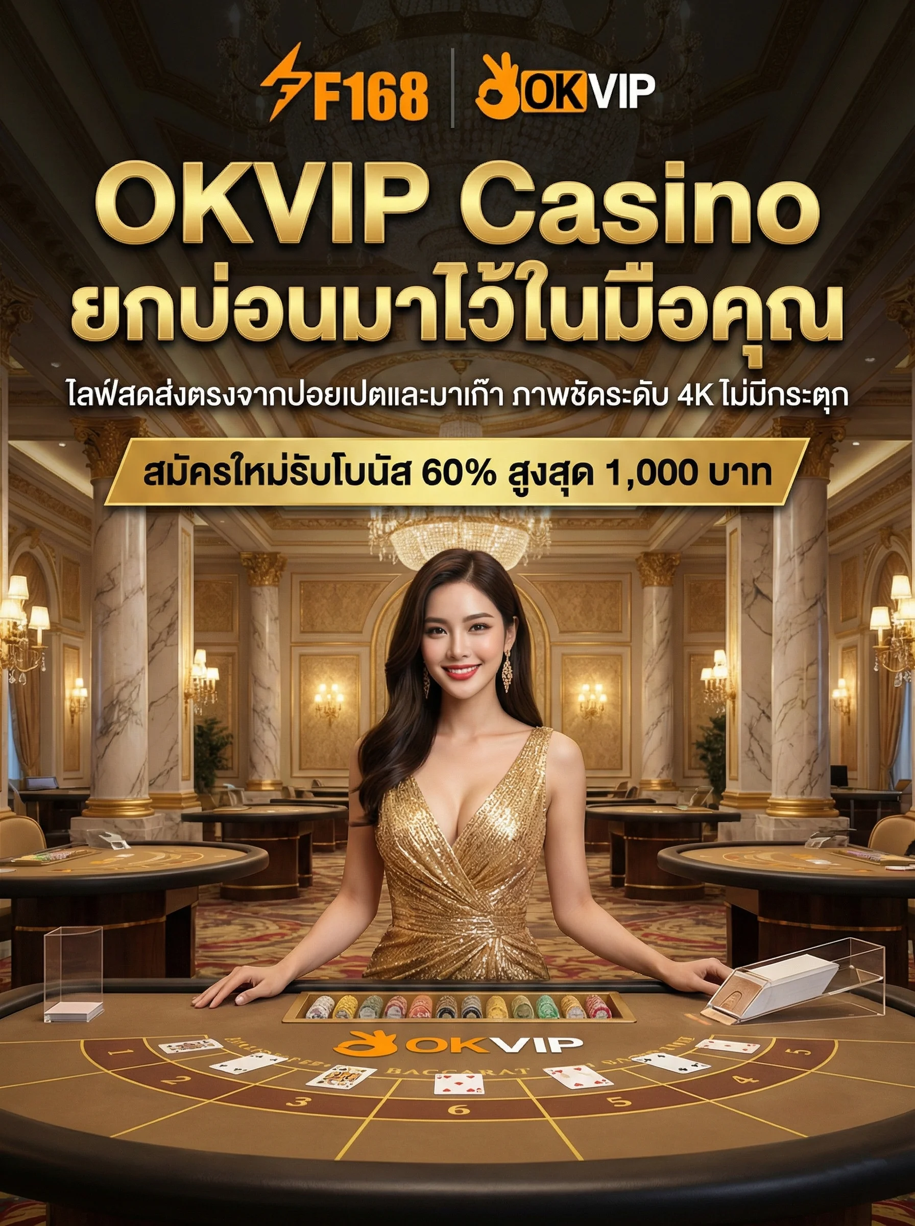 OKVIP คาสิโนสด ถ่ายทอดจริง บาคาร่าออนไลน์ เว็บตรง
