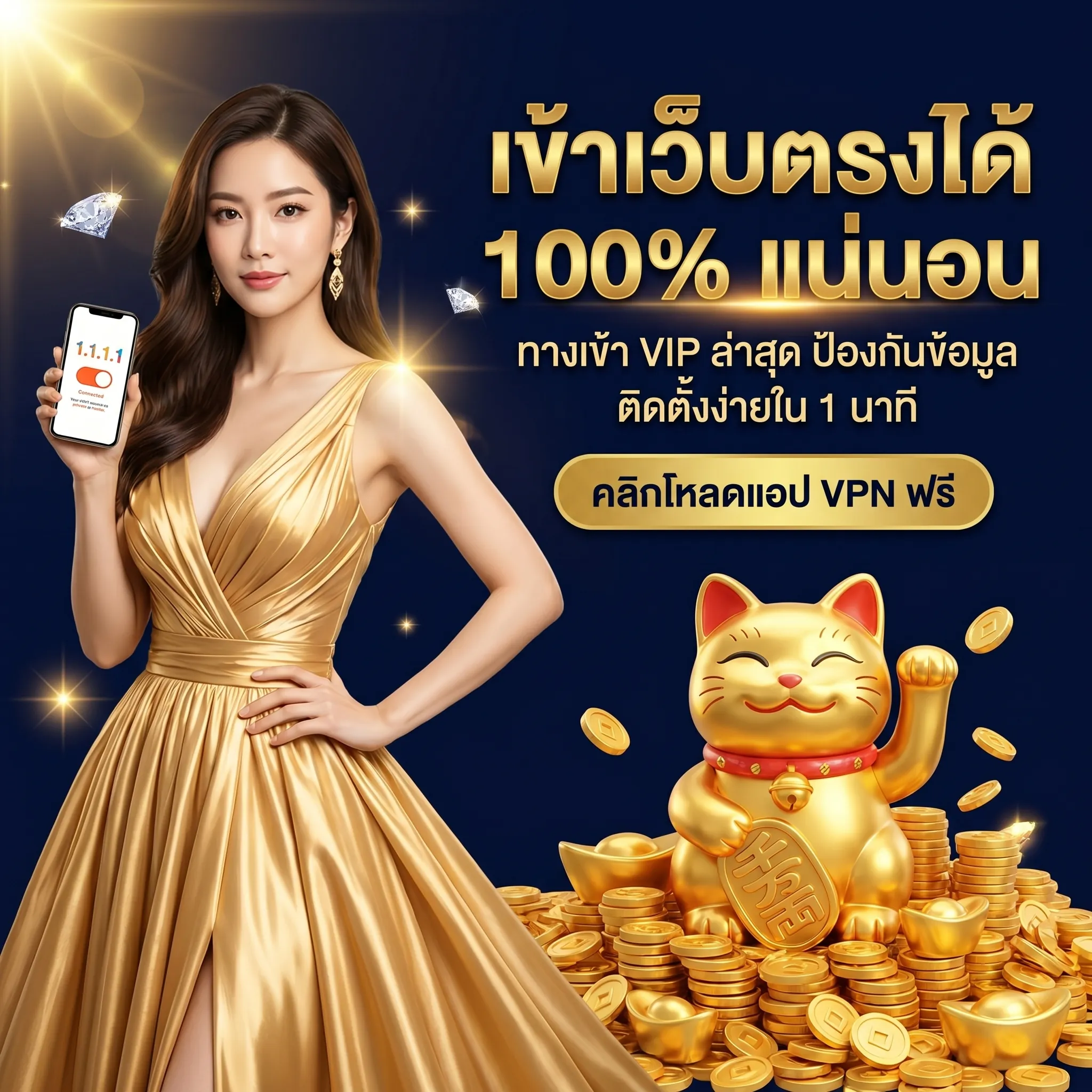 มั่นใจความปลอดภัยสูงสุด เข้าเว็บตรงได้ 100% แน่นอน เพียงโหลดแอป VPN คลิก ปกป้องข้อมูลของคุณ